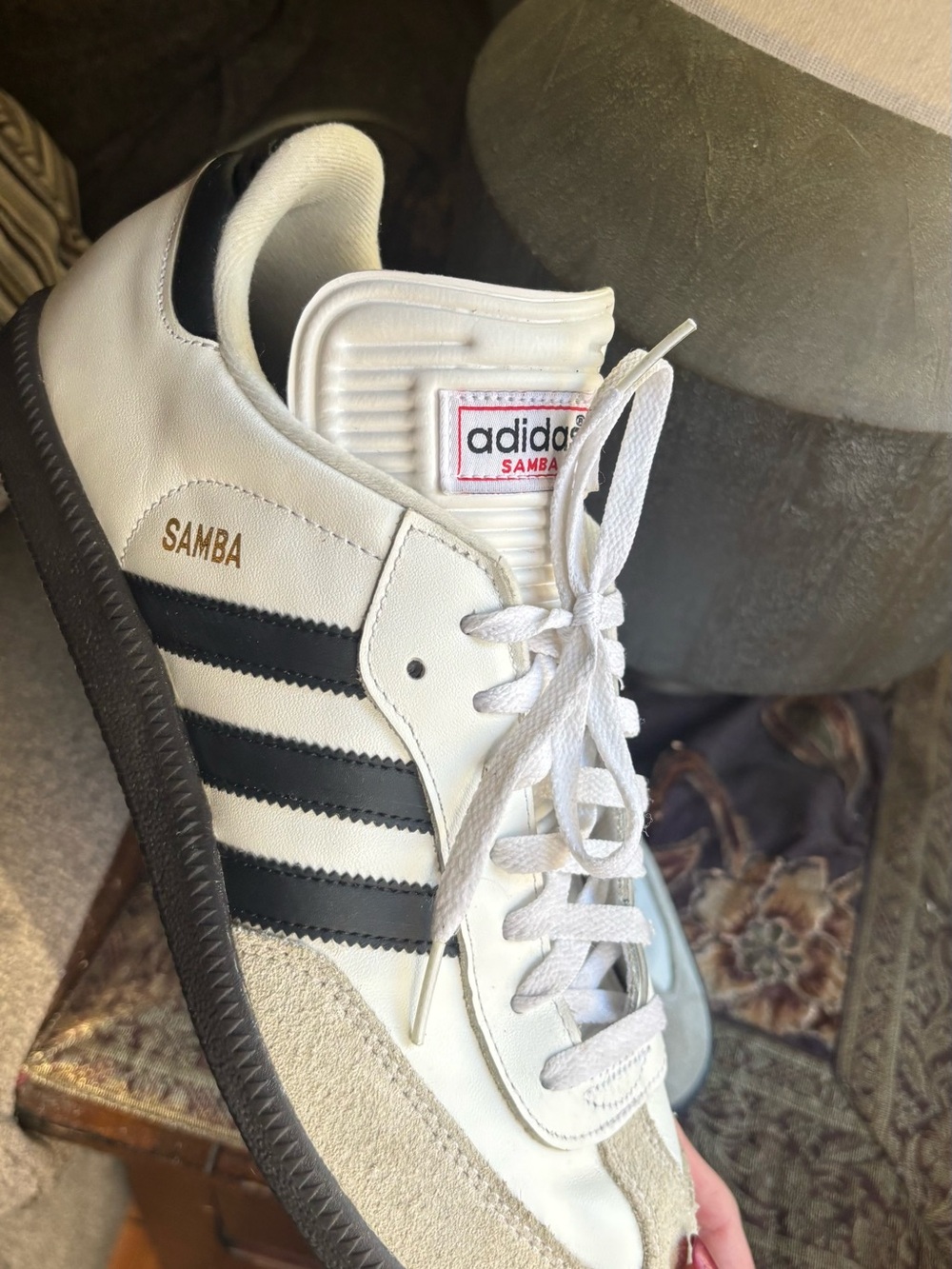 AS NEW!! Adidas Samba Men's White & Black Classic  sneakers 10.5 men - Picture 9 of 12
